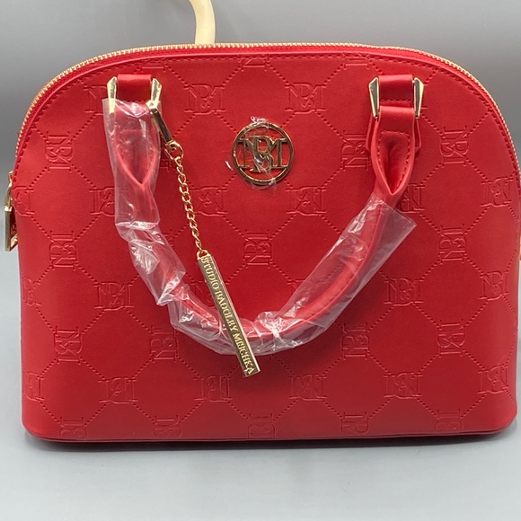 Badgley Mischka Red Logo Satchel Purse - Picture 2 of 7